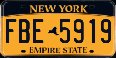 NY license plate FBE5919