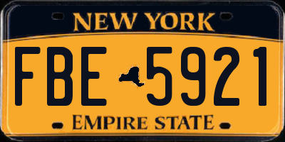 NY license plate FBE5921