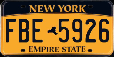 NY license plate FBE5926