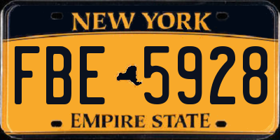 NY license plate FBE5928