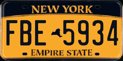 NY license plate FBE5934