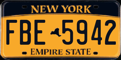 NY license plate FBE5942
