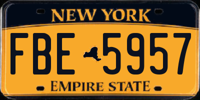 NY license plate FBE5957