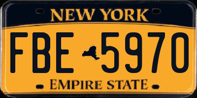 NY license plate FBE5970