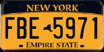 NY license plate FBE5971