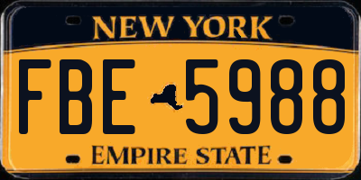 NY license plate FBE5988