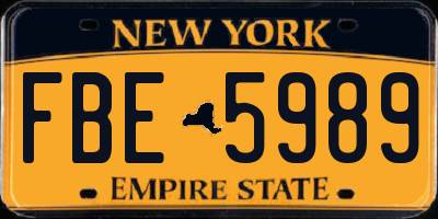 NY license plate FBE5989