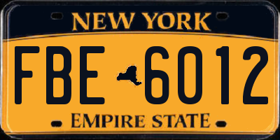 NY license plate FBE6012