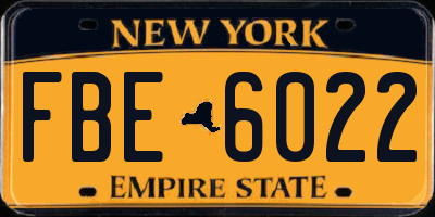 NY license plate FBE6022