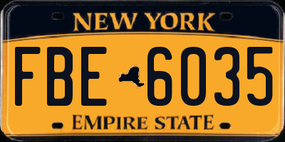 NY license plate FBE6035