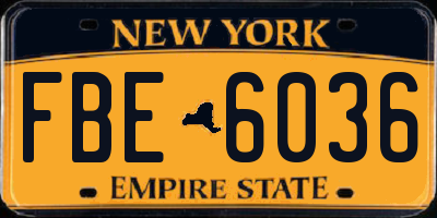 NY license plate FBE6036
