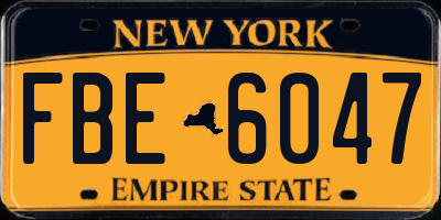 NY license plate FBE6047