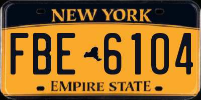 NY license plate FBE6104
