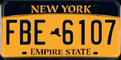 NY license plate FBE6107