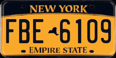 NY license plate FBE6109