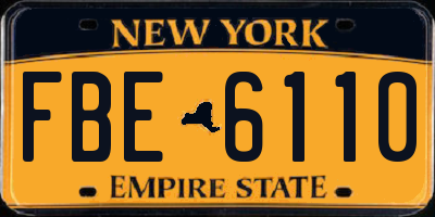 NY license plate FBE6110