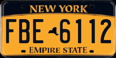 NY license plate FBE6112