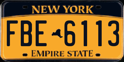 NY license plate FBE6113