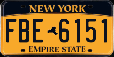 NY license plate FBE6151