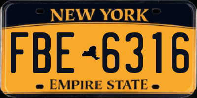 NY license plate FBE6316