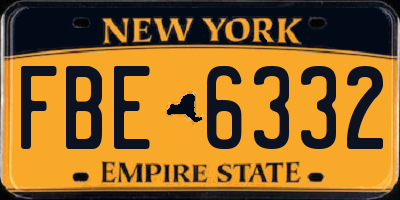 NY license plate FBE6332