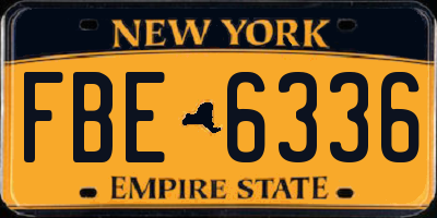 NY license plate FBE6336