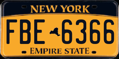 NY license plate FBE6366