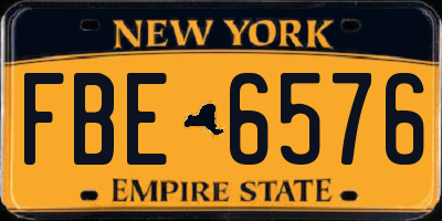 NY license plate FBE6576