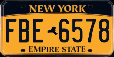 NY license plate FBE6578