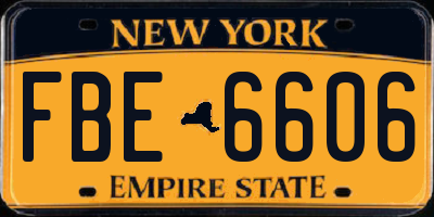 NY license plate FBE6606