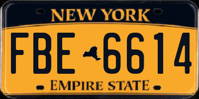 NY license plate FBE6614