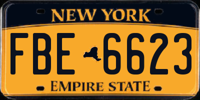 NY license plate FBE6623