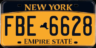 NY license plate FBE6628