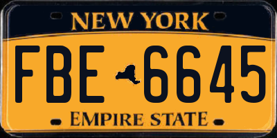 NY license plate FBE6645