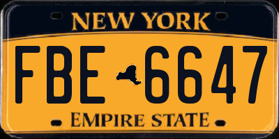 NY license plate FBE6647