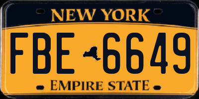 NY license plate FBE6649