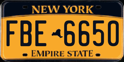 NY license plate FBE6650