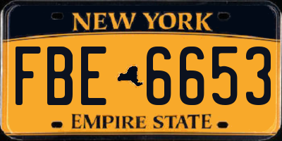 NY license plate FBE6653