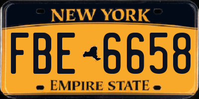 NY license plate FBE6658