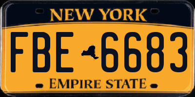 NY license plate FBE6683