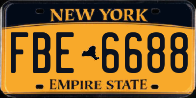 NY license plate FBE6688