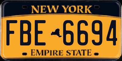 NY license plate FBE6694