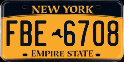 NY license plate FBE6708