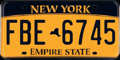 NY license plate FBE6745