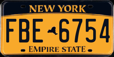 NY license plate FBE6754