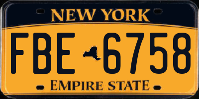 NY license plate FBE6758