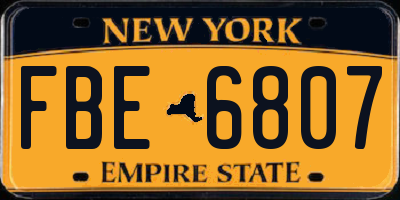 NY license plate FBE6807