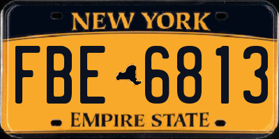 NY license plate FBE6813