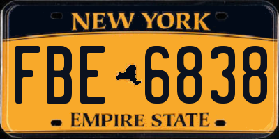 NY license plate FBE6838