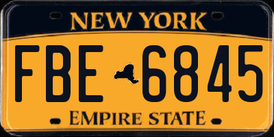 NY license plate FBE6845